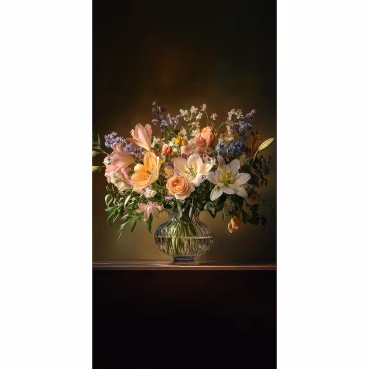 Behang - Glazen - Bloemen - Boeket - Kleuren — 2