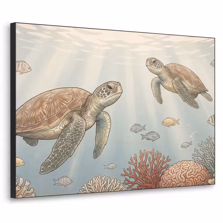 Art Frame - Schildpad - Onderwater - Natuur - Illustratie — 1