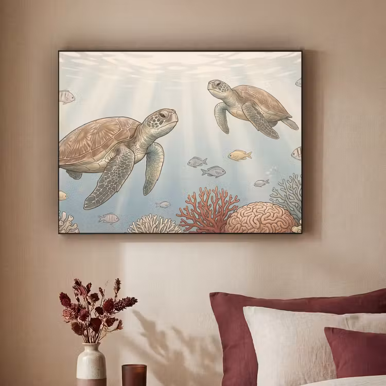 Art Frame - Schildpad - Onderwater - Natuur - Illustratie — 2
