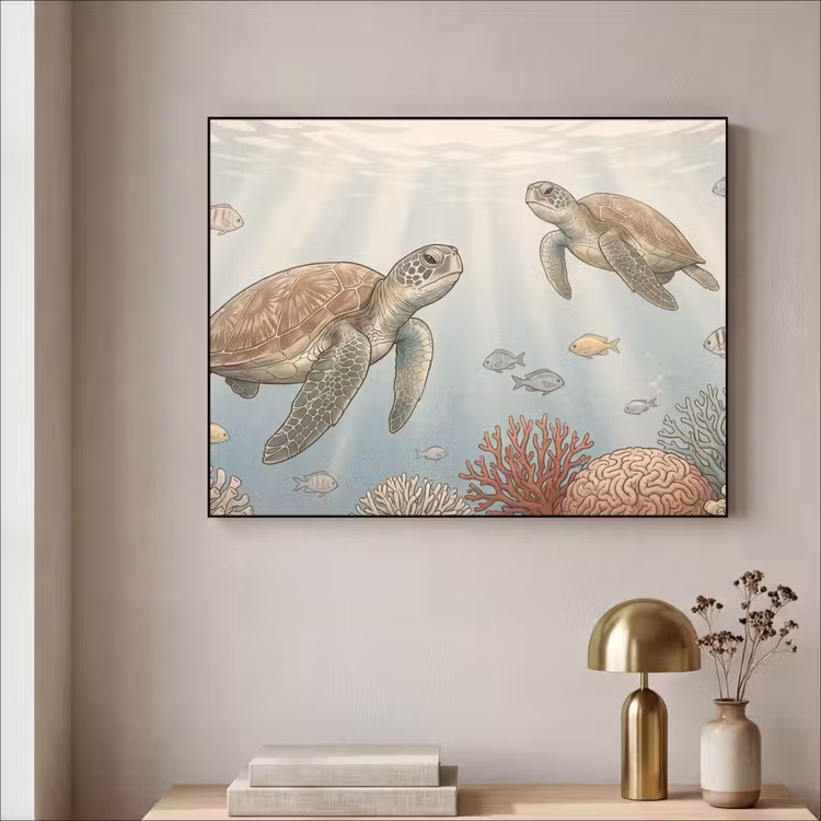Art Frame - Schildpad - Onderwater - Natuur - Illustratie — 3