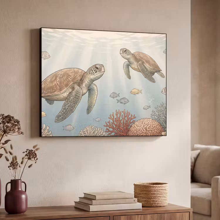 Art Frame - Schildpad - Onderwater - Natuur - Illustratie — 4