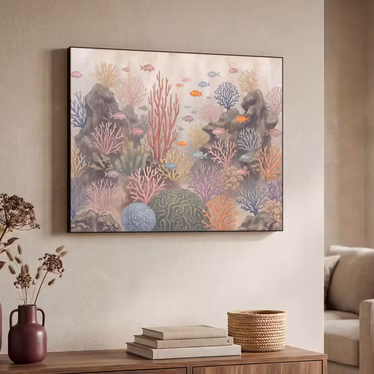 Art Frame - Vis - Koraalrif - Onderwaterwereld - Illustratie — 4
