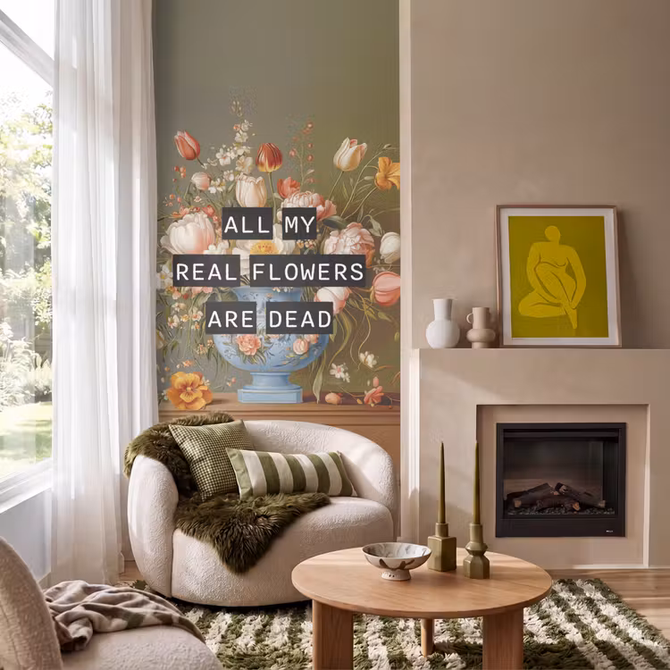 Behang - Bloem - Quote - Vintage - Art — 1