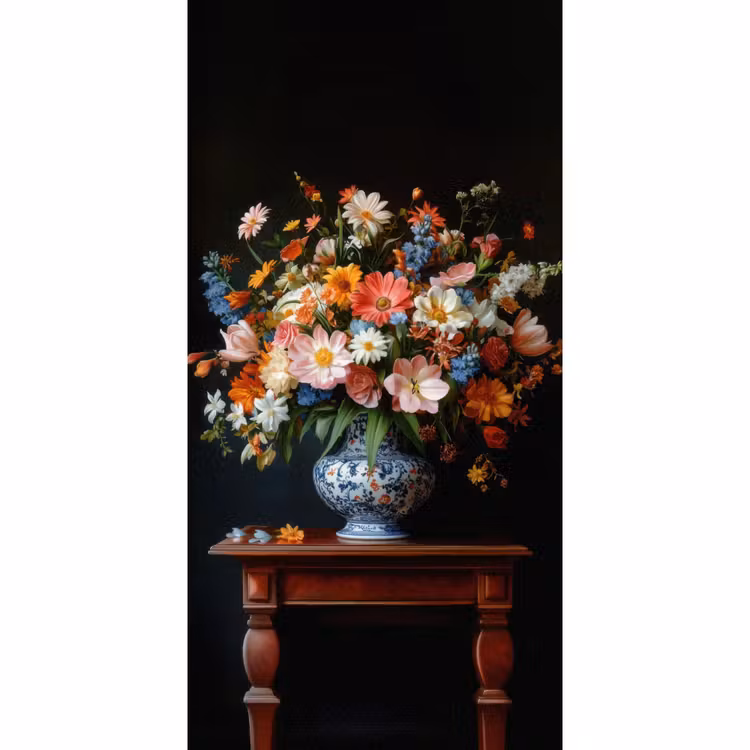 Behang - Boeket - Roze - Bloemen - Vaas — 2