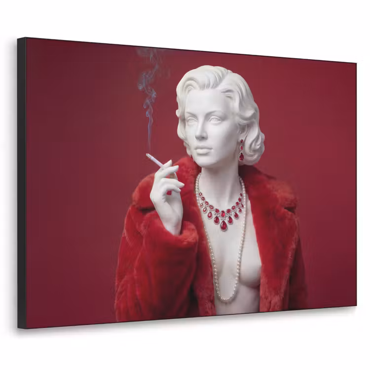 Art Frame - Vrouw - Bontjas - Mode - Klassiek - Rood — 1