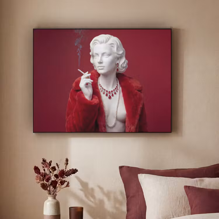 Art Frame - Vrouw - Bontjas - Mode - Klassiek - Rood — 2