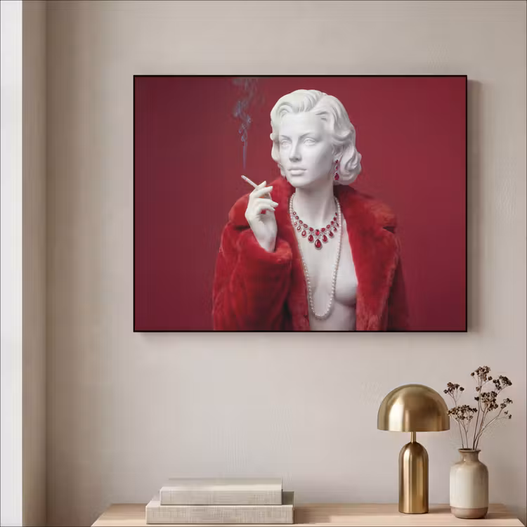 Art Frame - Vrouw - Bontjas - Mode - Klassiek - Rood — 3