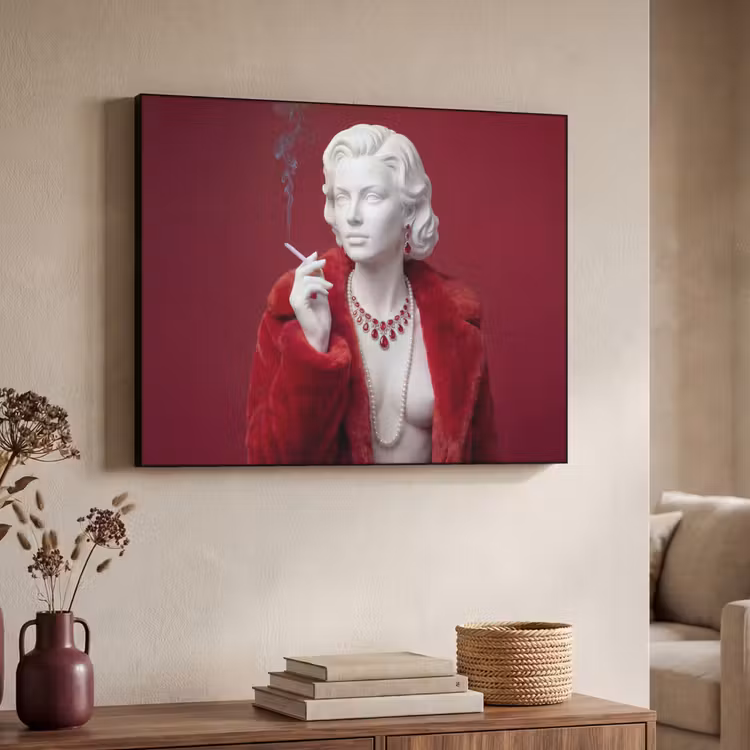 Art Frame - Vrouw - Bontjas - Mode - Klassiek - Rood — 4