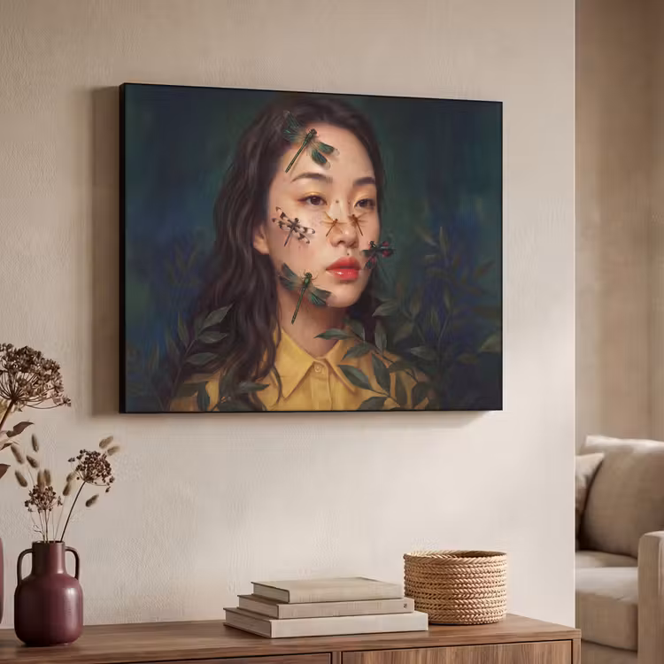 Art Frame - Vrouw - Insecten - Natuur - Portret - Groen — 4