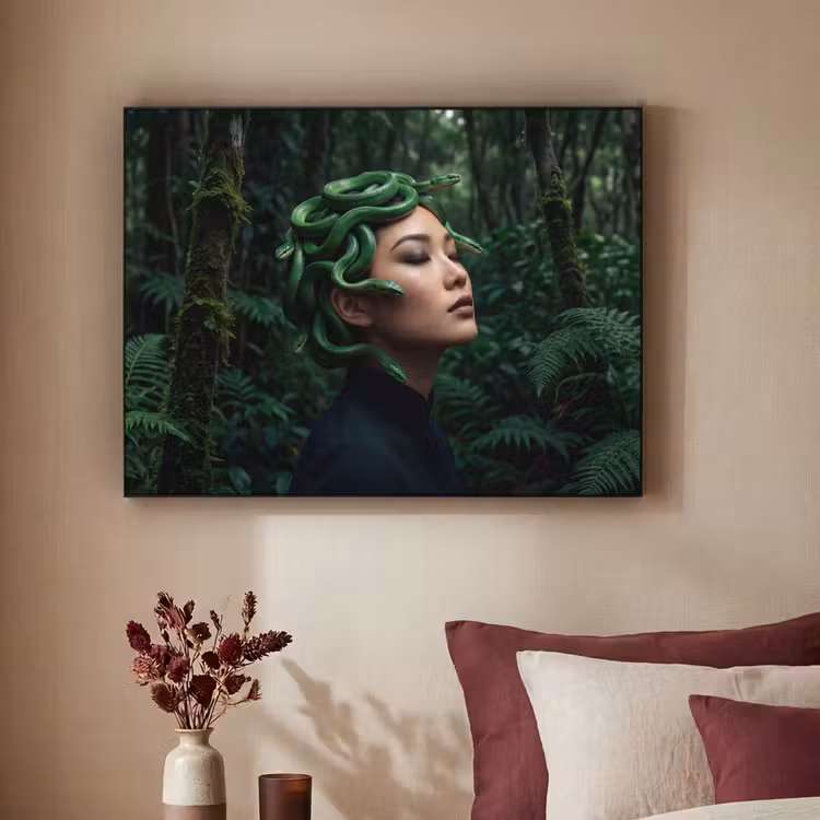 Art Frame - Vrouw - Slang - Natuur - Mystiek - Groen — 2