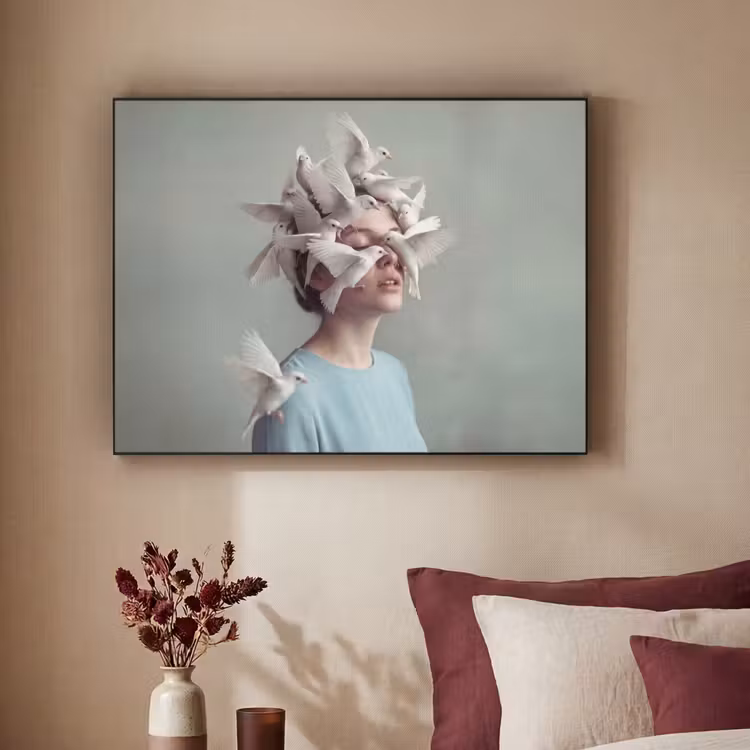 Art Frame - Vrouw - Vogels - Abstract - Modern - Wit — 2