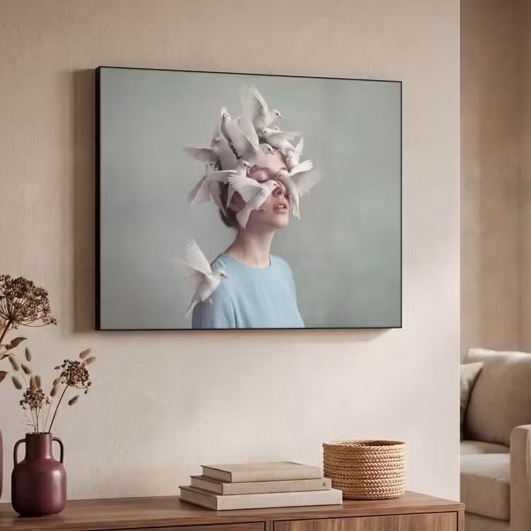 Art Frame - Vrouw - Vogels - Abstract - Modern - Wit — 4