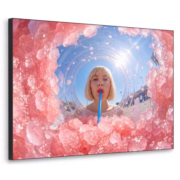 Art Frame - Vrouw - Drank - Zomer - Roze - Blauw — 1