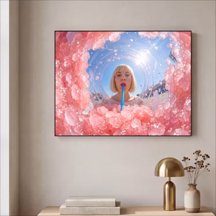 Art Frame - Vrouw - Drank - Zomer - Roze - Blauw — 3