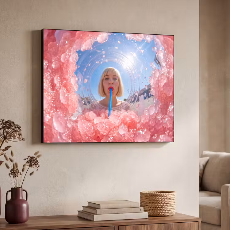 Art Frame - Vrouw - Drank - Zomer - Roze - Blauw — 4