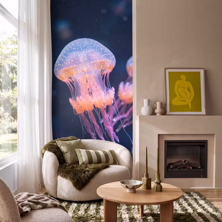 Behang - Dier - Onderwater - Natuur - Roze - Mysterieus — 1
