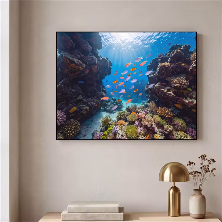 Art Frame - Vis - Koraalrif - Onderwater - Levendig - Blauw — 3