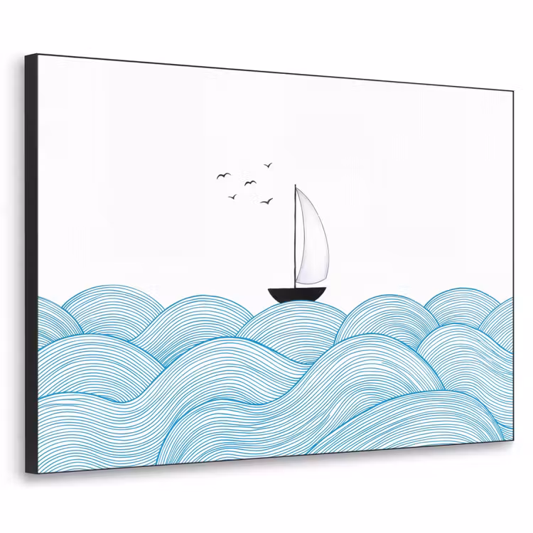 Art Frame - Zeilboot - Golven - Zee - Illustratie - Blauw — 1