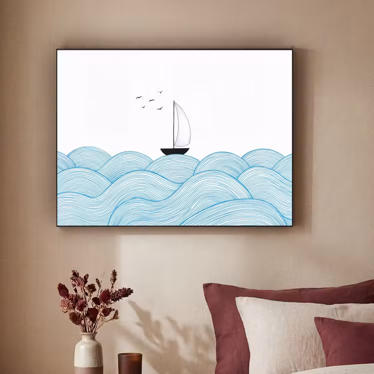 Art Frame - Zeilboot - Golven - Zee - Illustratie - Blauw — 2