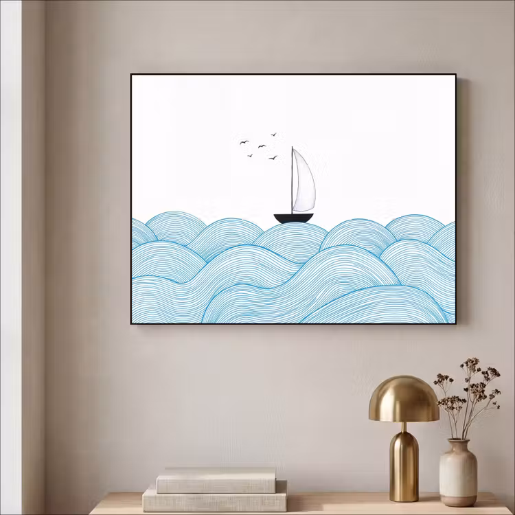 Art Frame - Zeilboot - Golven - Zee - Illustratie - Blauw — 3