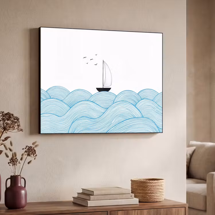 Art Frame - Zeilboot - Golven - Zee - Illustratie - Blauw — 4