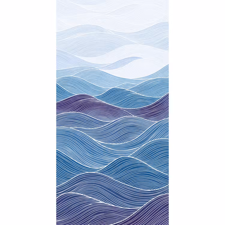 Behang - Abstract - Golven - Patroon - Blauw - Modern — 2