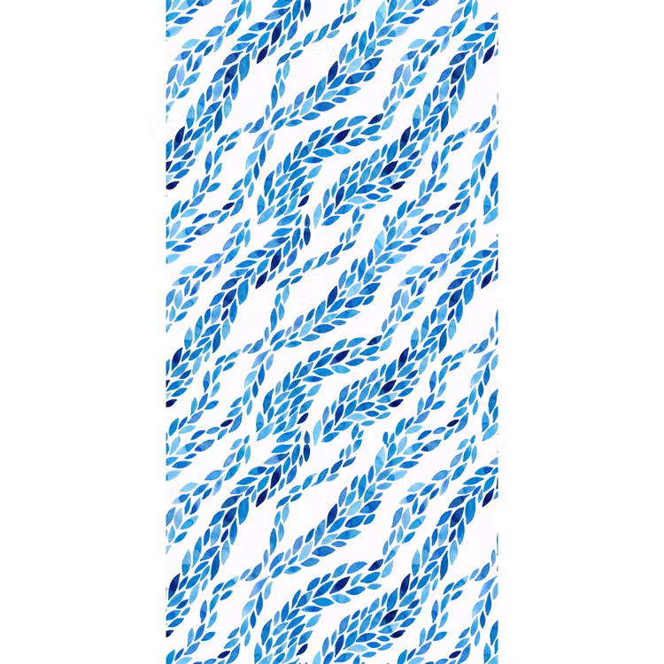Behang - Bladeren - Aquarel - Patroon - Modern - Blauw — 2