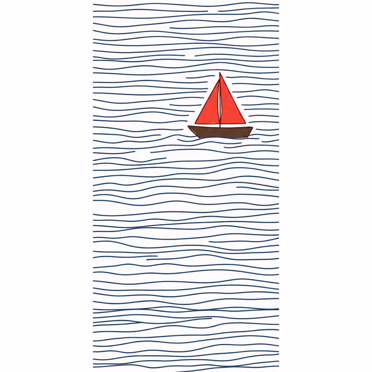 Behang - Boot - Water - Rood - Illustratie - Minimalistisch — 2