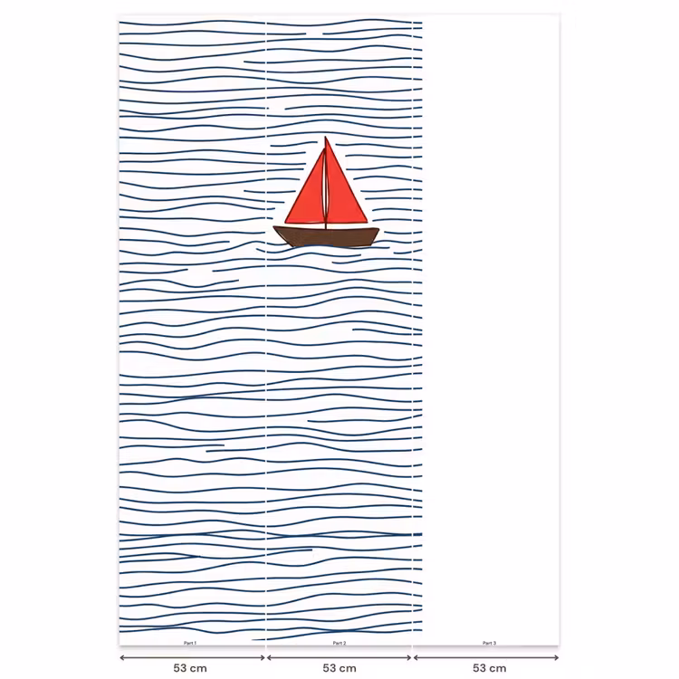 Behang - Boot - Water - Rood - Illustratie - Minimalistisch — 6
