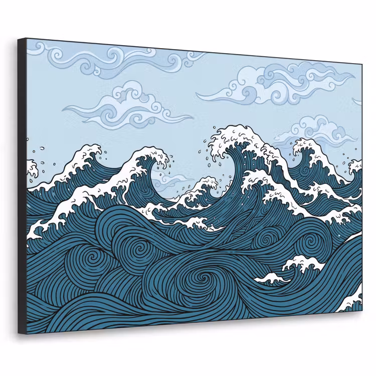 Art Frame - Zee - Golven - Japans - Natuur - Blauw — 1