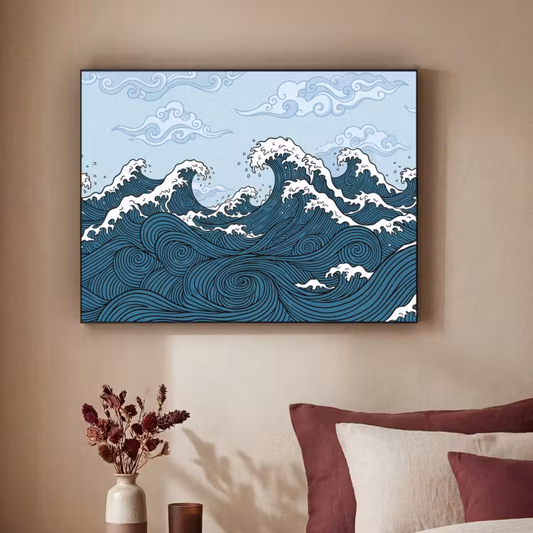 Art Frame - Zee - Golven - Japans - Natuur - Blauw — 2