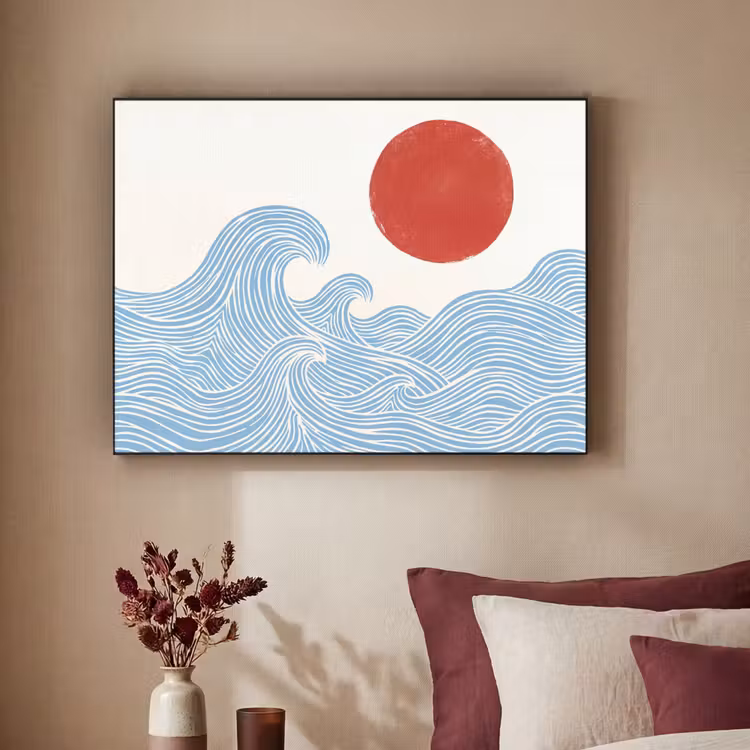 Art Frame - Zon - Golven - Oceaan - Abstract - Rood — 2