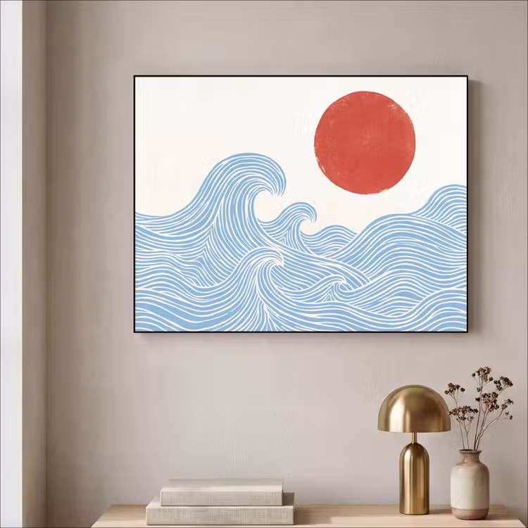 Art Frame - Zon - Golven - Oceaan - Abstract - Rood — 3