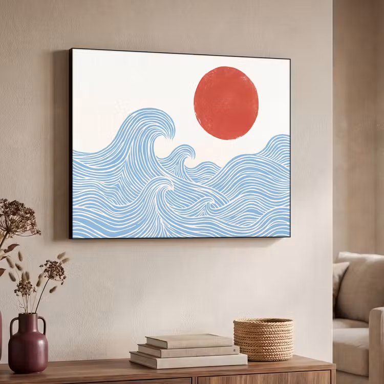 Art Frame - Zon - Golven - Oceaan - Abstract - Rood — 4