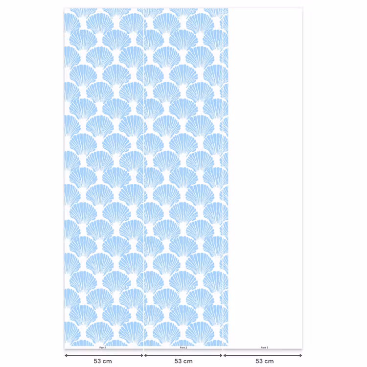 Behang - Blauw - Wit - Schelpen - Grafisch - Structuur — 6