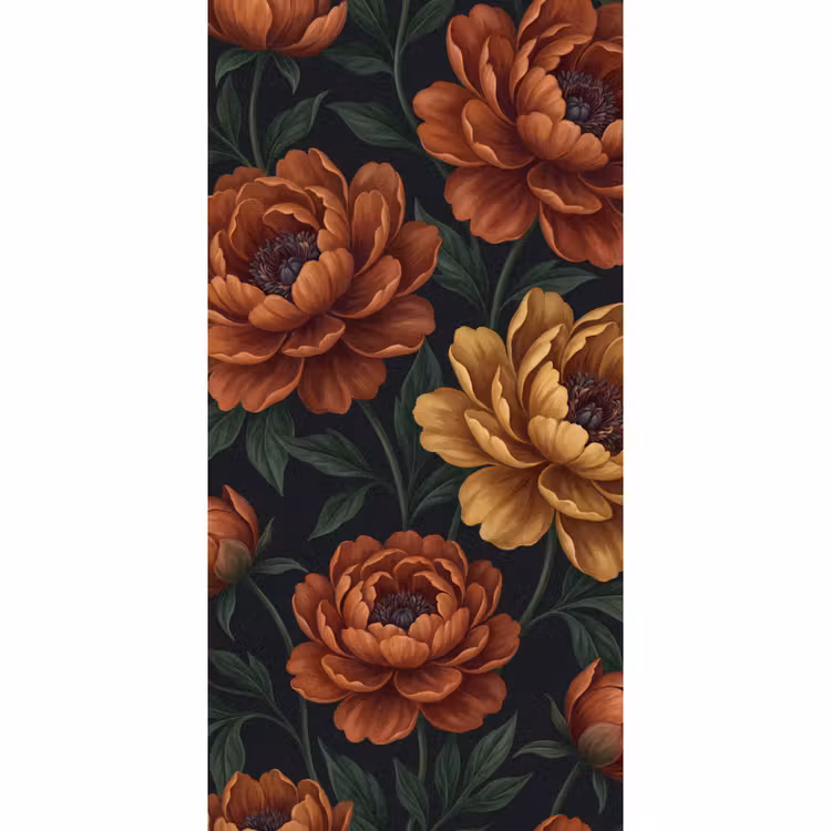 Behang - Bloemen - Bladeren - Natuur - Modern - Oranje — 2