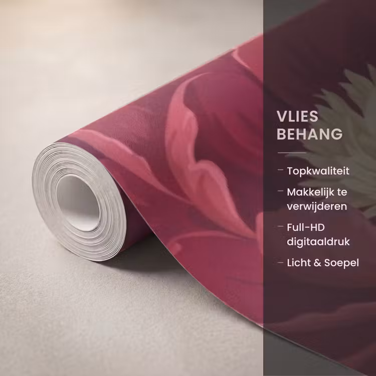 Behang - Bloemen - Patroon - Botanisch - Rood - Zwart — 3