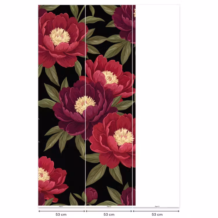 Behang - Bloemen - Patroon - Botanisch - Rood - Zwart — 6