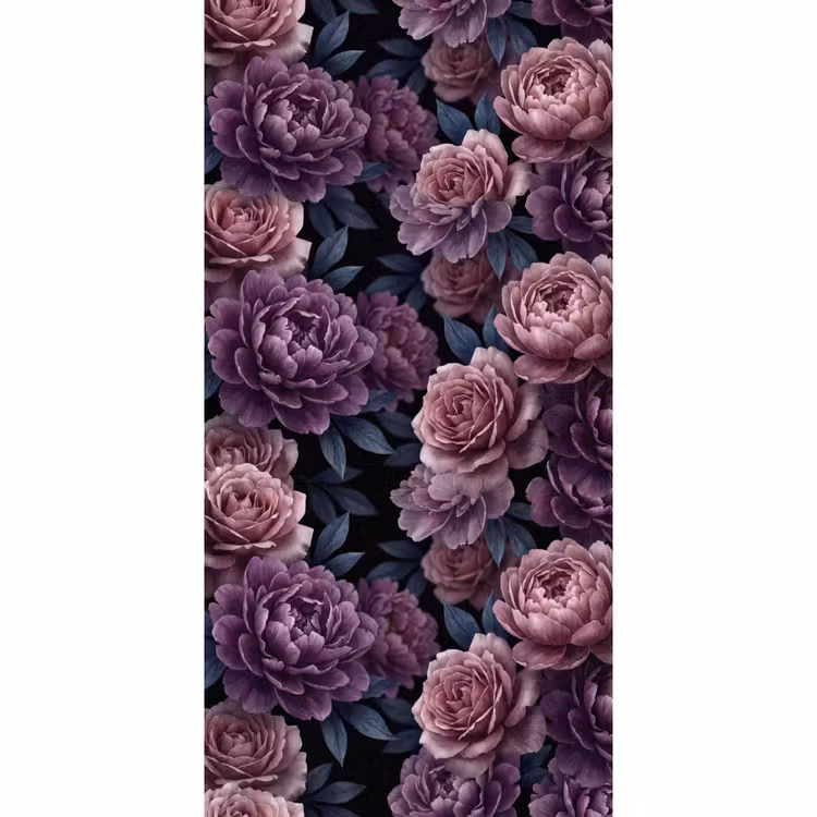 Behang - Bloemen - Patroon - Donker - Botanisch - Paars — 2