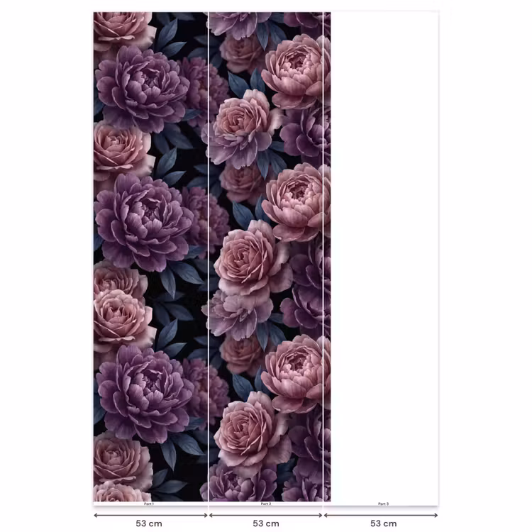 Behang - Bloemen - Patroon - Donker - Botanisch - Paars — 6