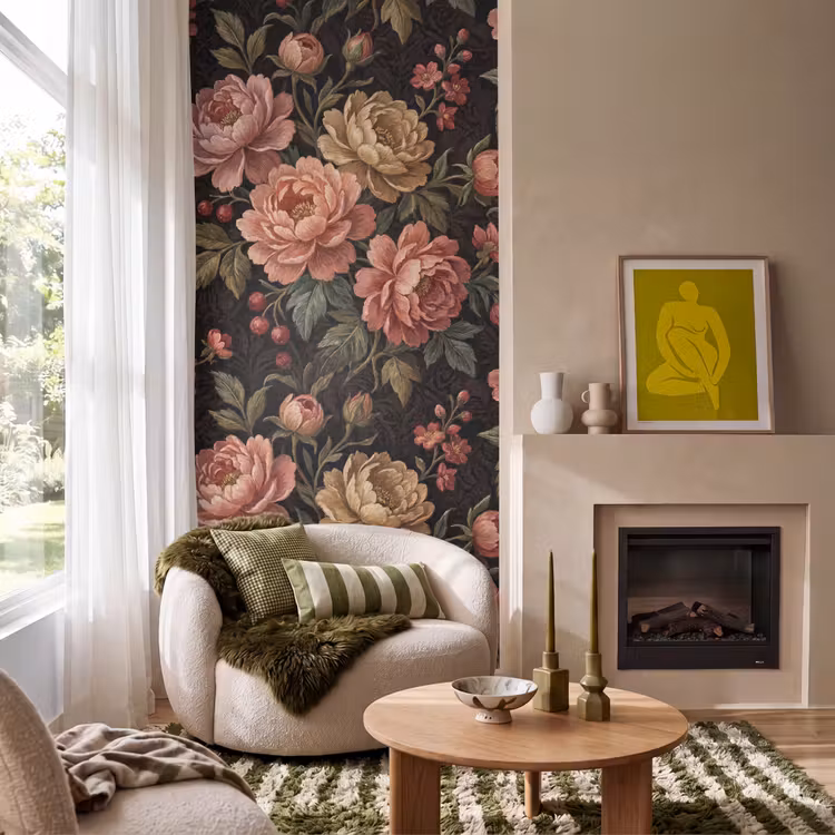 Behang - Bloemen - Patroon - Natuur - Vintage - Roze — 1