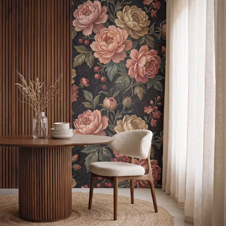Behang - Bloemen - Patroon - Natuur - Vintage - Roze — 4