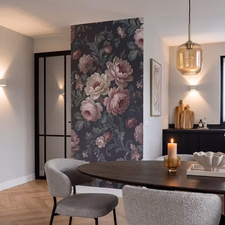 Behang - Bloemen - Patroon - Sierlijk - Roze - Donker — 5