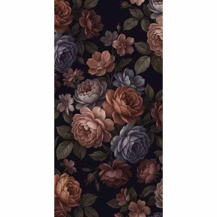 Behang - Bloemen - Patroon - Vintage - Donker - Roze — 2