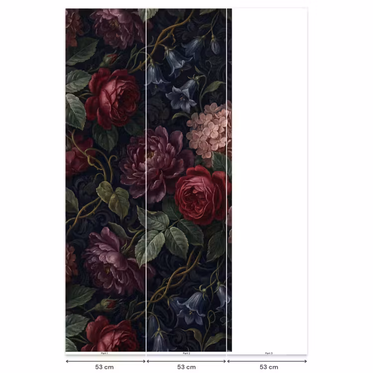 Behang - Bloemen - Rood - Klassiek - Donker - Patroon — 6