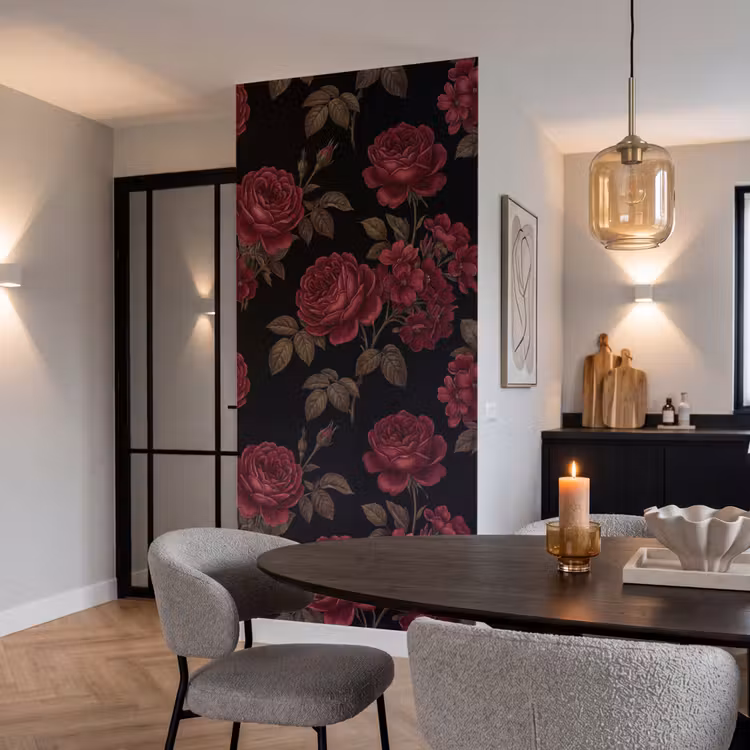 Behang - Bloemen - Roos - Patroon - Klassiek - Rood — 5