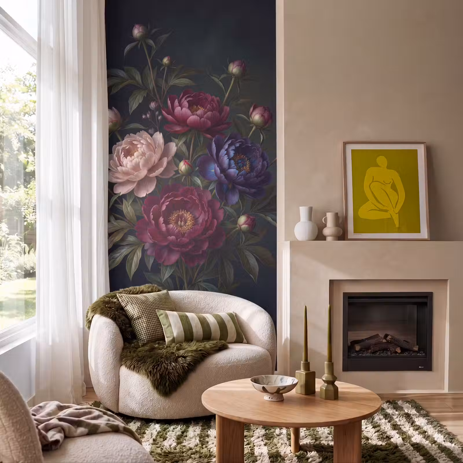 Behang - Bloemen - Boeket - Natuur - Modern - Donker — 1