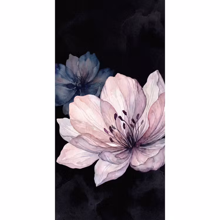 Behang - Bloemen - Aquarel - Modern - Roze - Donker — 2