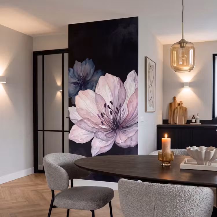 Behang - Bloemen - Aquarel - Modern - Roze - Donker — 5