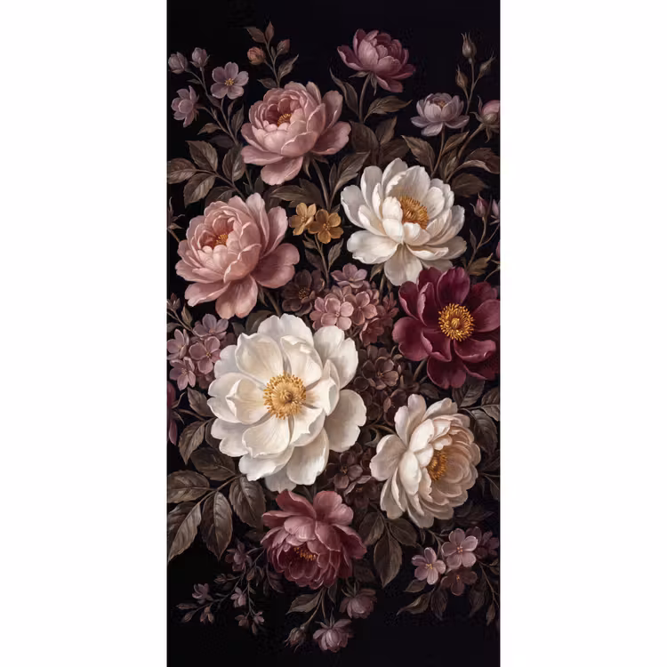 Behang - Bloemen - Boeket - Klassiek - Donker - Rood — 2